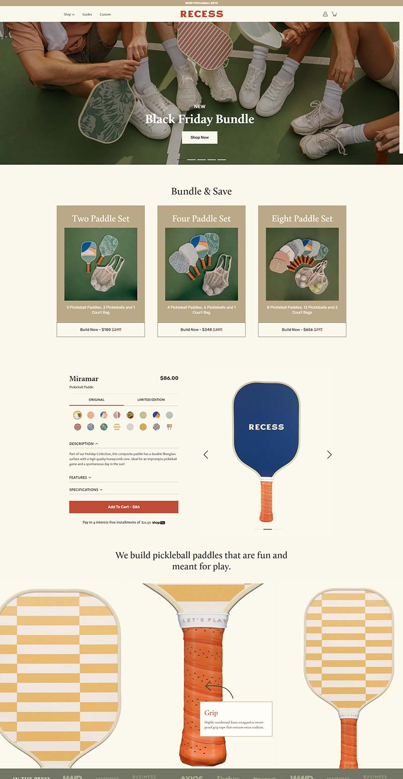 Recess Pickleball 美国匹克运动球拍购物网站