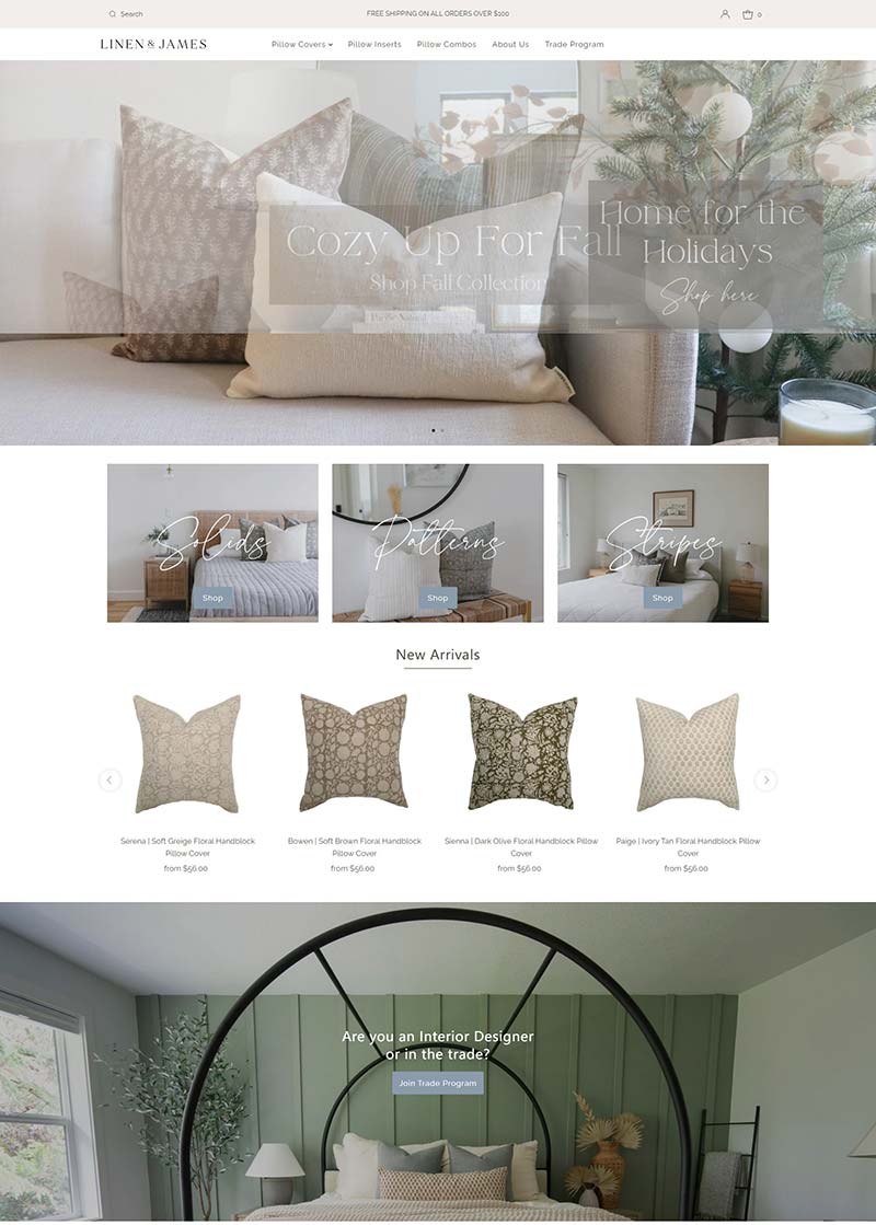 Linen & Jame 美国居家抱枕购物网站