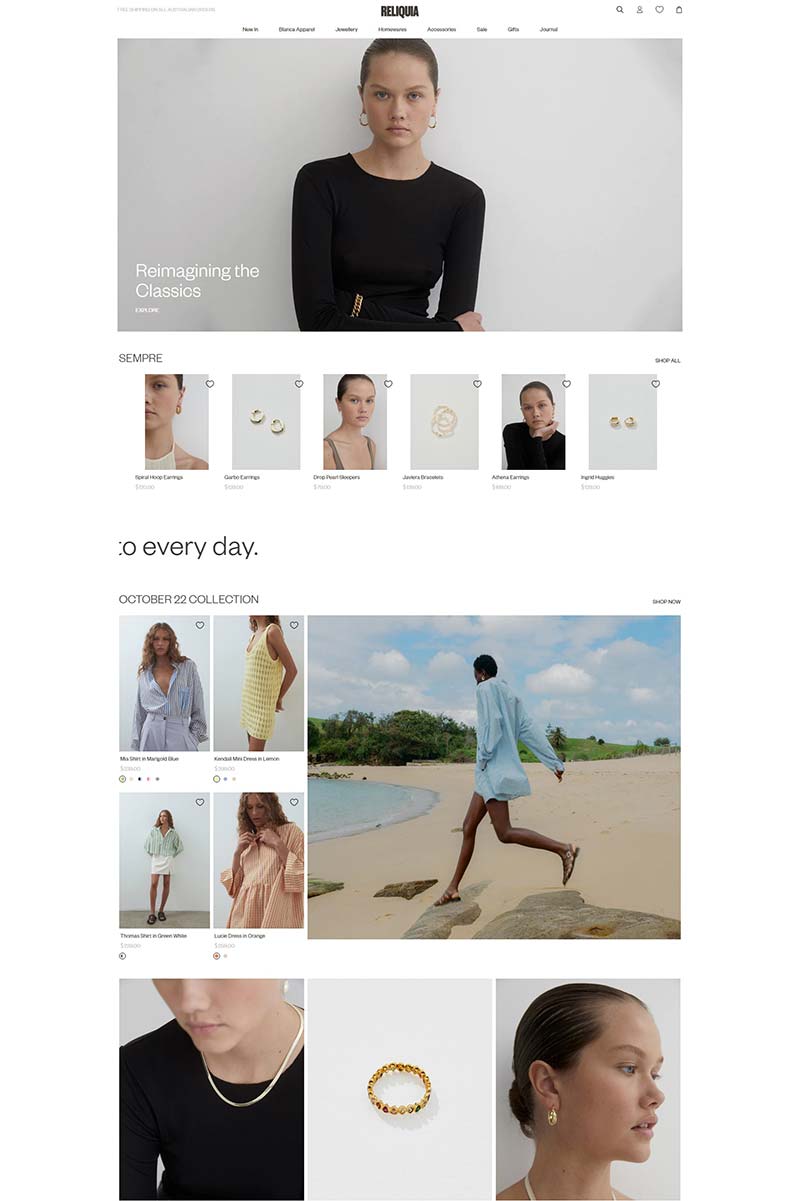 Reliquia Collective 澳洲珠宝服饰品牌购物网站