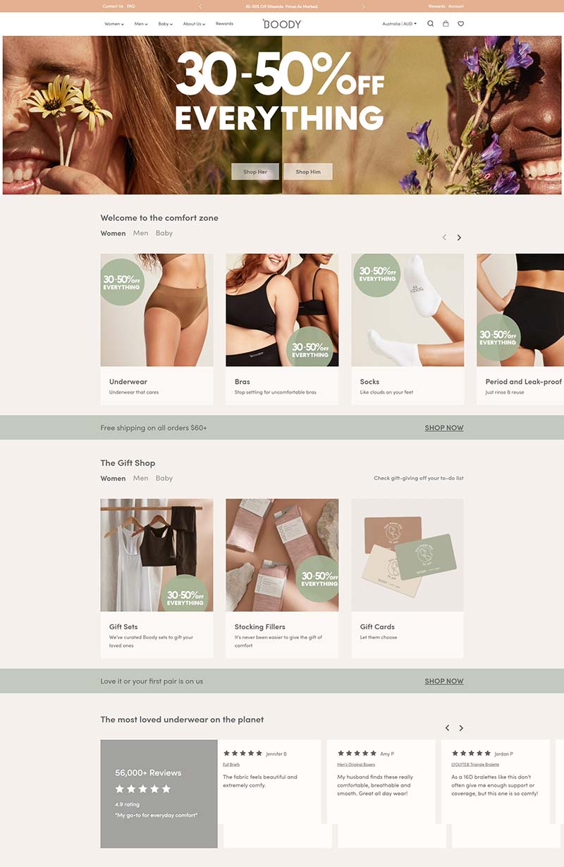 Boody Eco Wear 澳洲竹制环保内衣购物网站