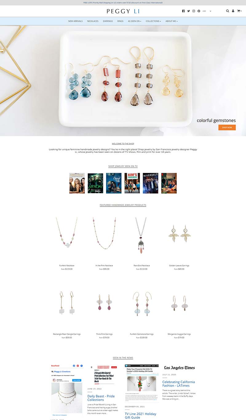 Peggy Li Creations 美国手工珠宝饰品购物网站