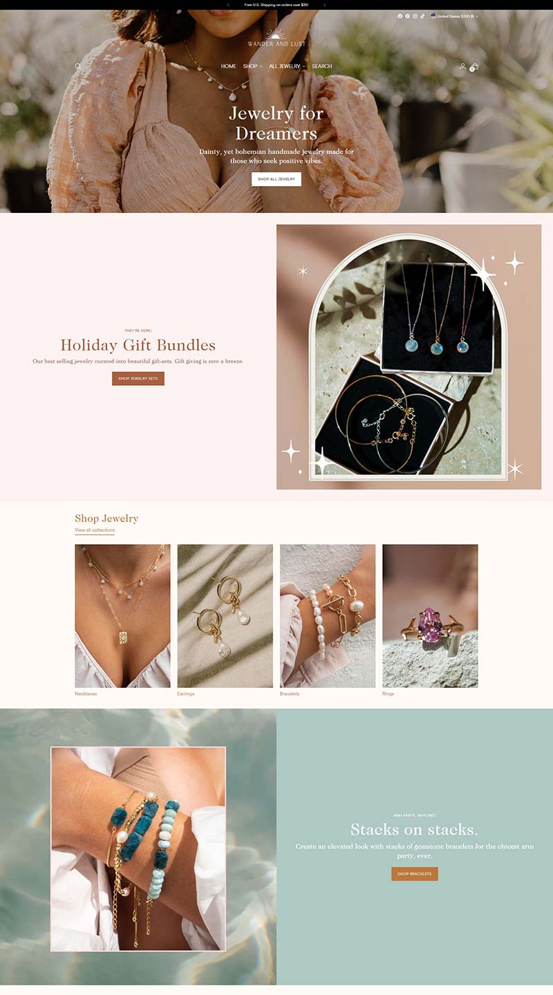 Wander + Lust Jewelry 美国手工珠宝饰品购物网站