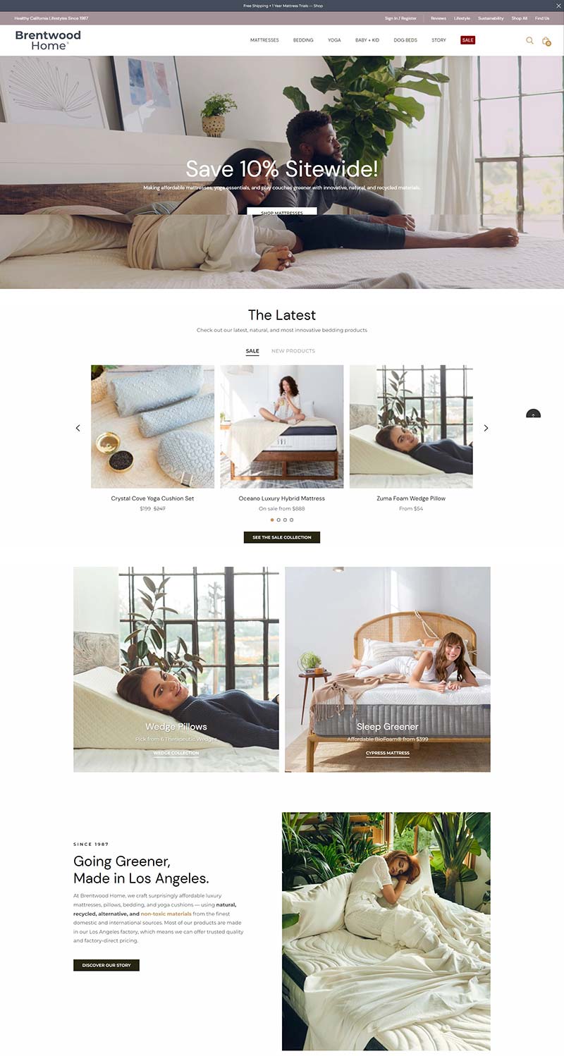 Brentwood Home 美国天然床上用品购物网站