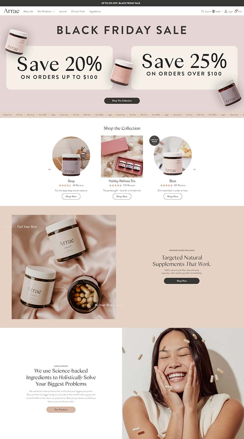 Arrae 美国女性保健品购物网站