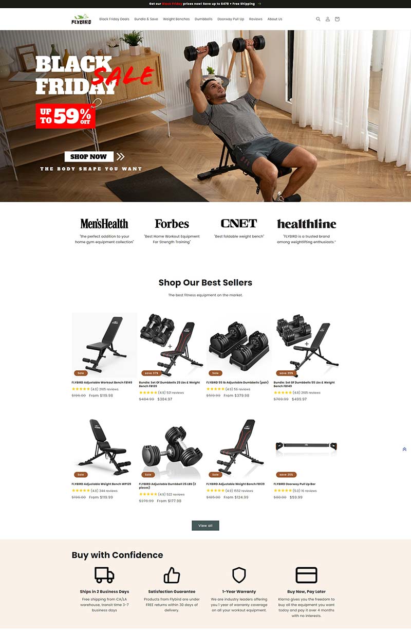 Flybird Fitness 美国生活健身器材购物网站