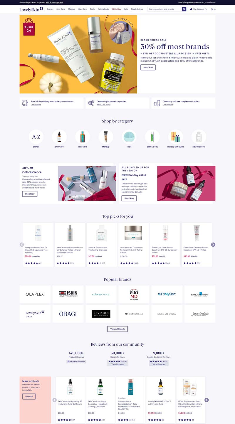 LovelySkin 美国医学美容护肤品购物网站