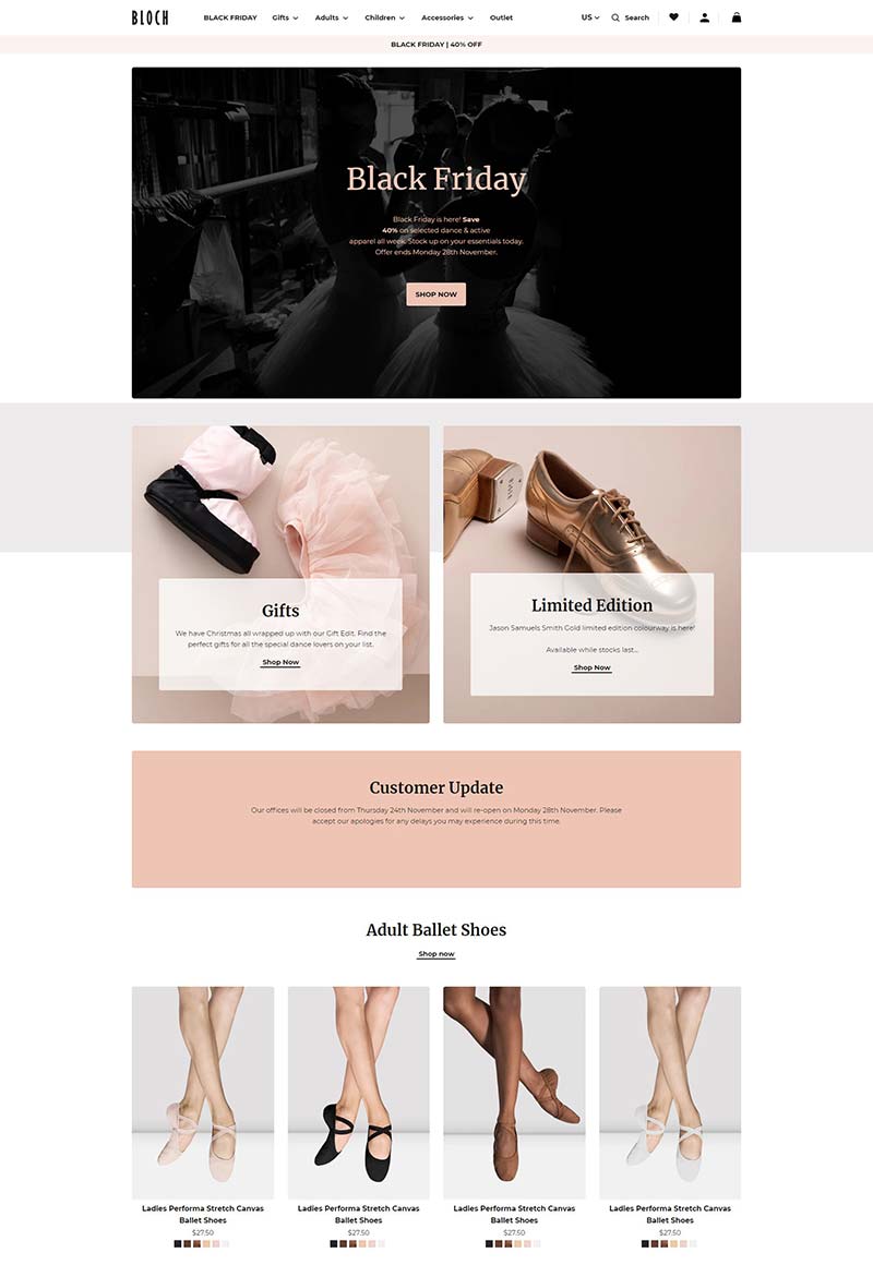 Bloch USA 美国知名舞鞋品牌购物网站