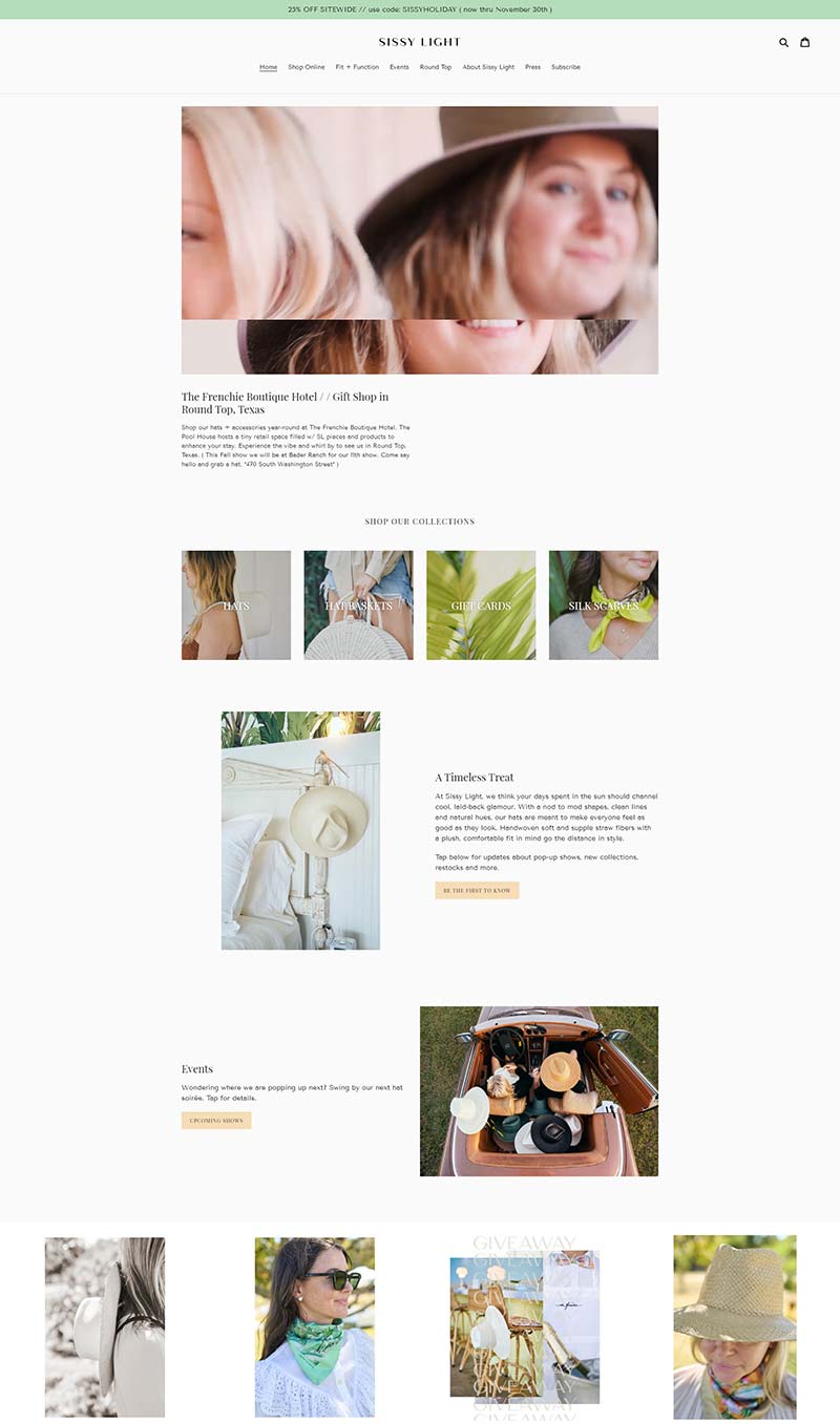 SISSY LIGHT 美国设计师帽子配饰购物网站