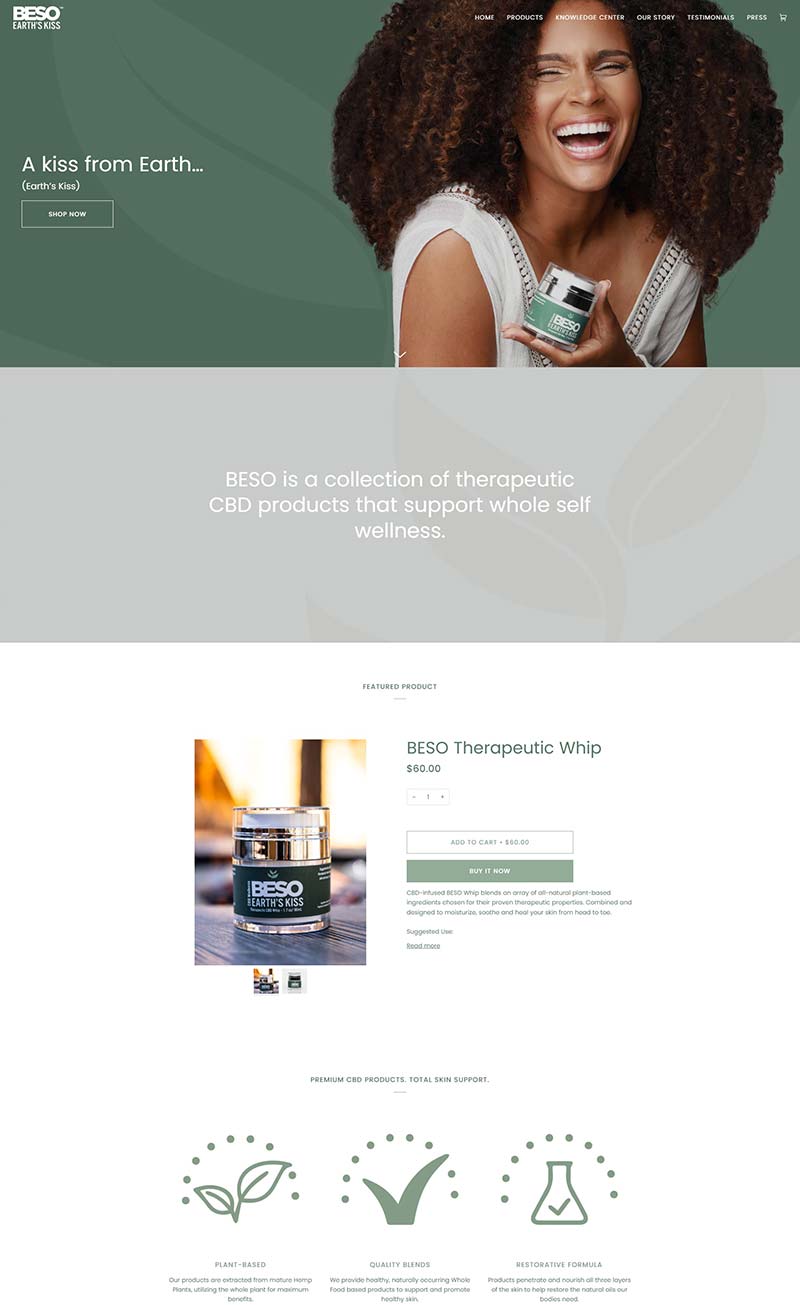 BESO Wellness 美国CBD治疗产品购物网站