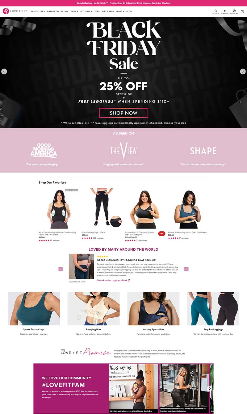 Love and Fit 美国时尚女性运动服购物网站