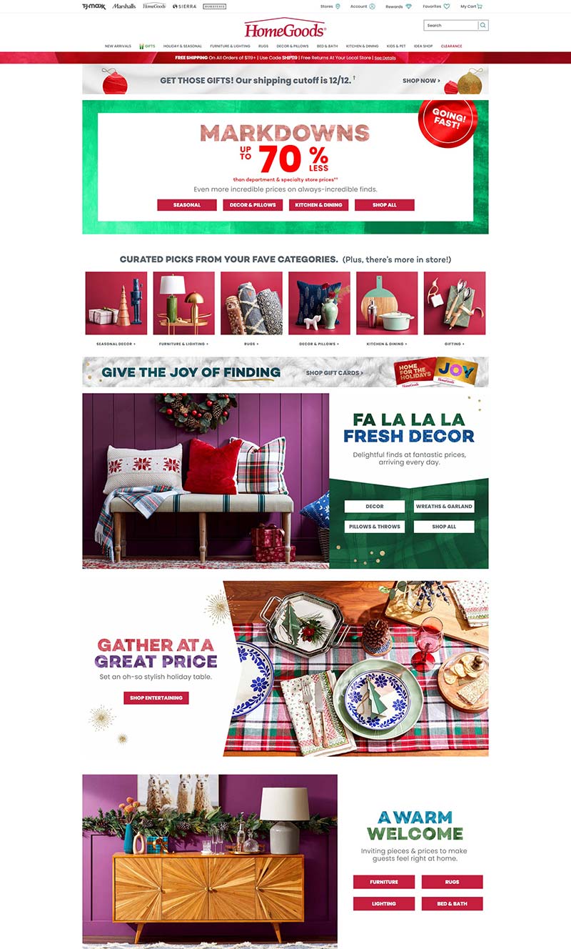 HomeGoods 美国连锁家居用品购物网站