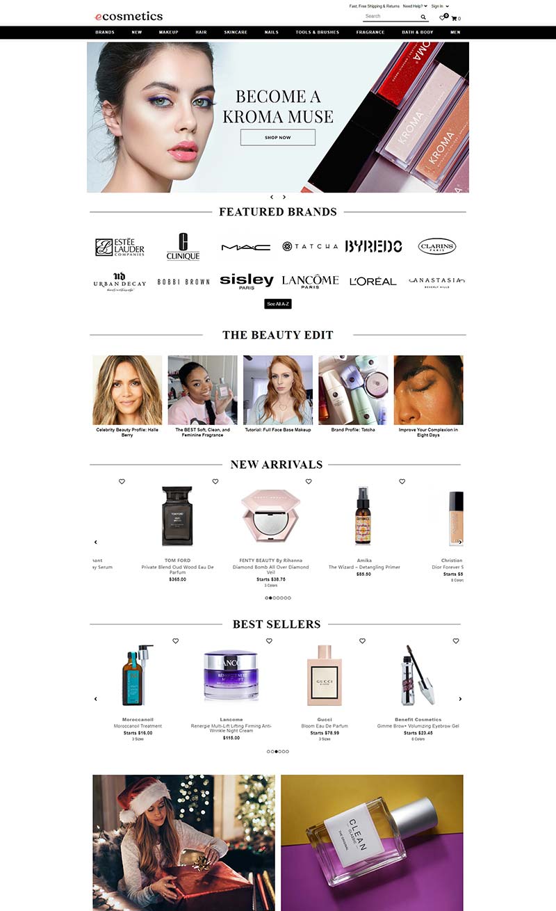 eCosmetics 美国品牌美妆护肤品折扣网站