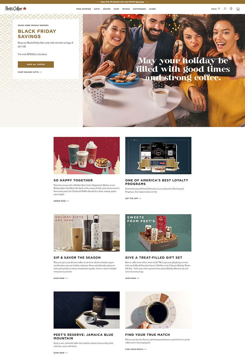 Peet's Coffee 美国经典咖啡品牌购物网站