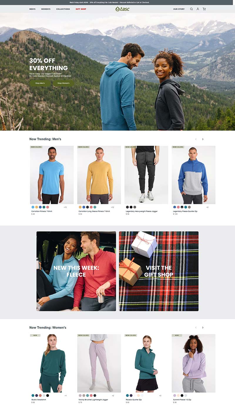 Tasc Performance 美国知名运动服品牌购物网站