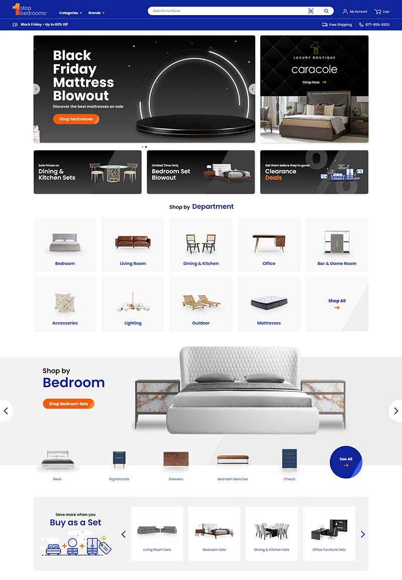 1stopbedrooms 美国知名家具品牌购物网站