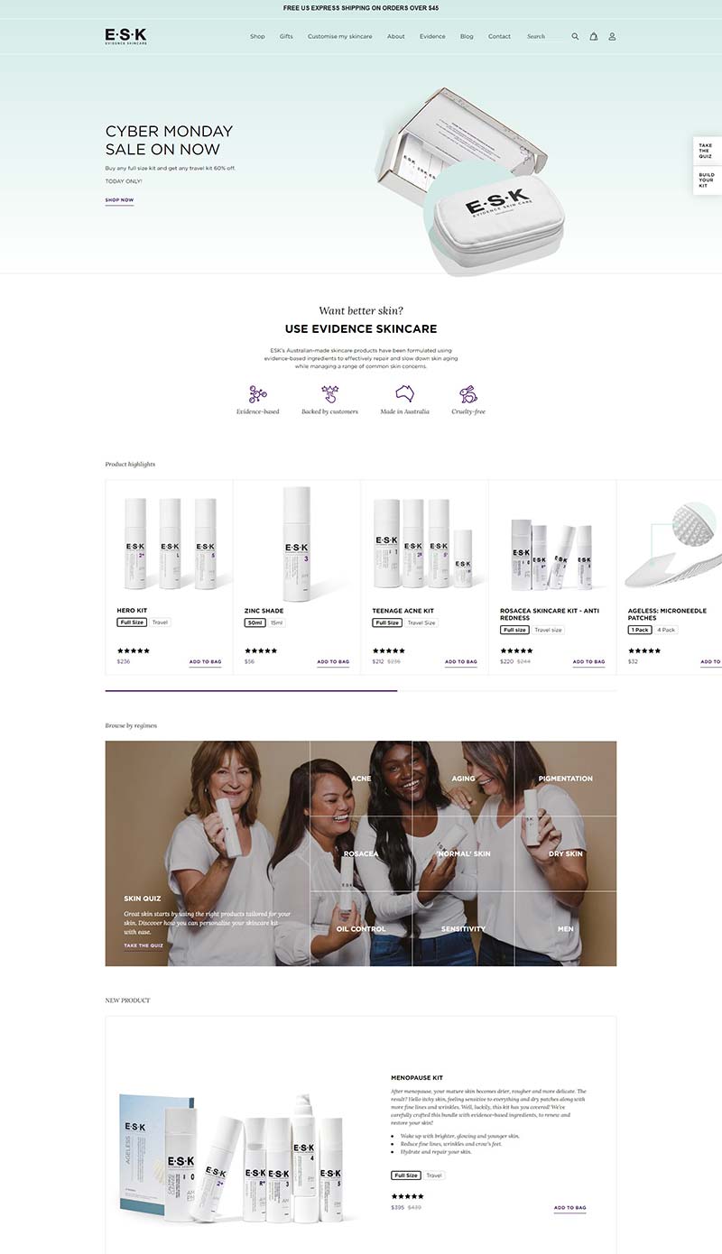 Evidence Skincare 澳大利亚抗衰老护肤品牌购物网站