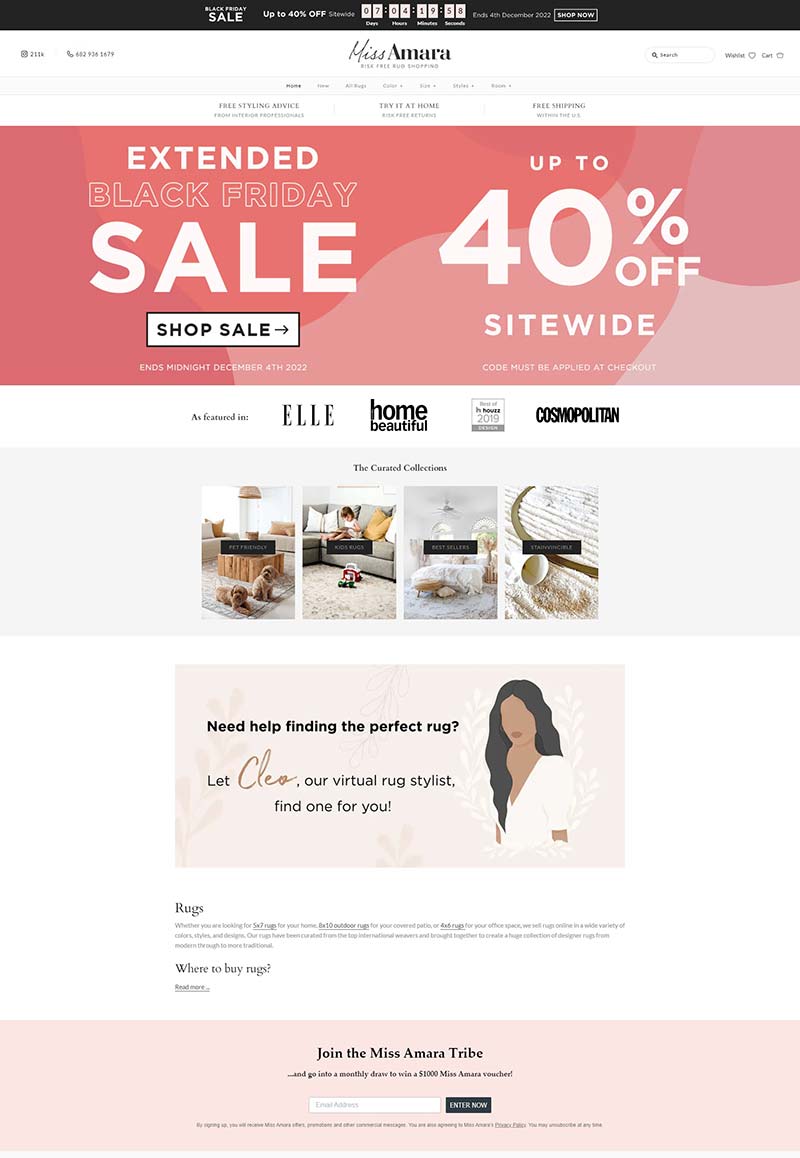 Miss Amara 美国时尚地毯品牌购物网站