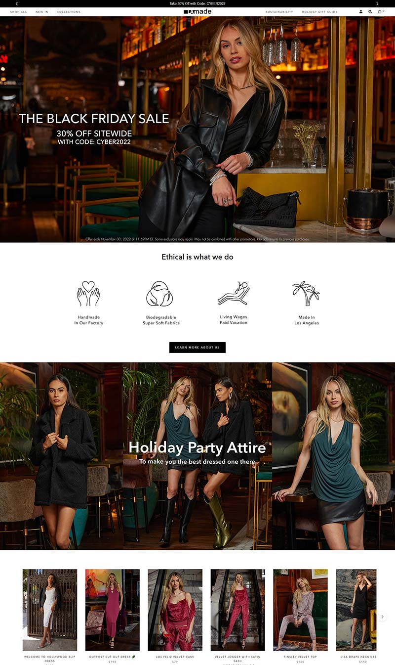 LAMade Clothing 美国当代女装品牌购物网站