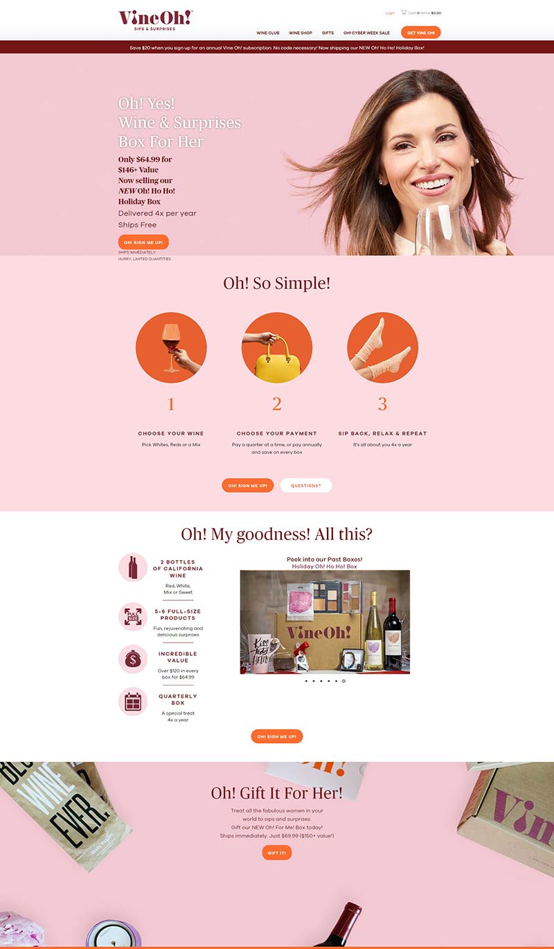 Vine Oh 美国女性红酒礼品购物网站