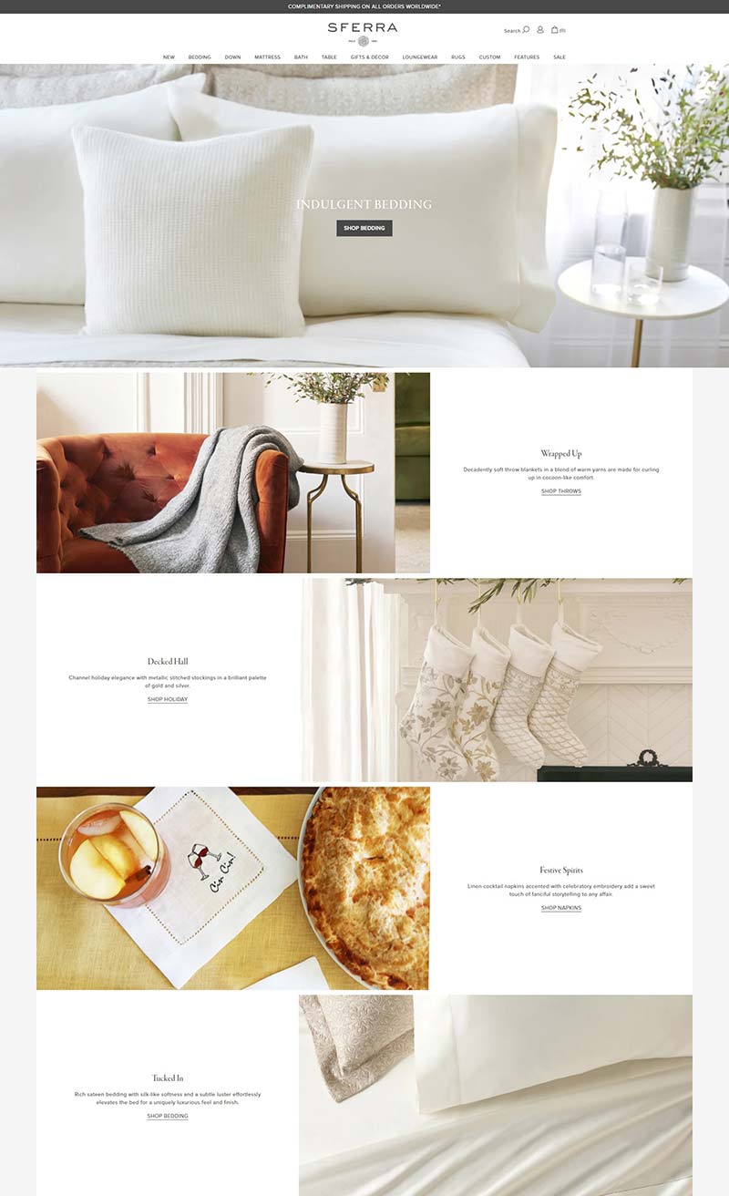 SFERRA Fine Linens 美国奢华亚麻床上用品购物网站