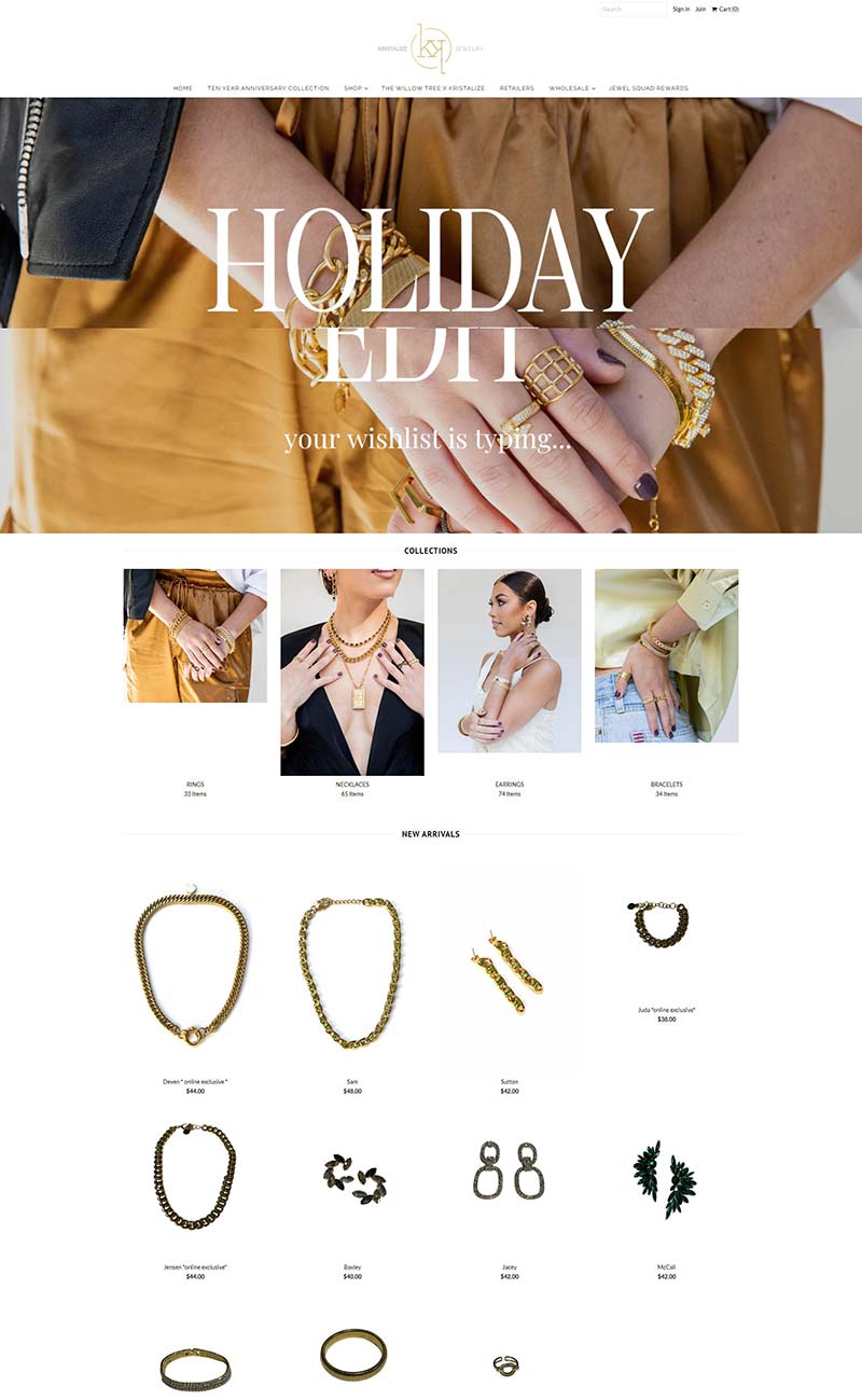 Kristalize Jewelry 美国时尚珠宝饰品购物网站