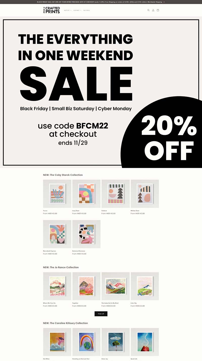 The Crafted Prints 美国艺术画装饰品购物网站