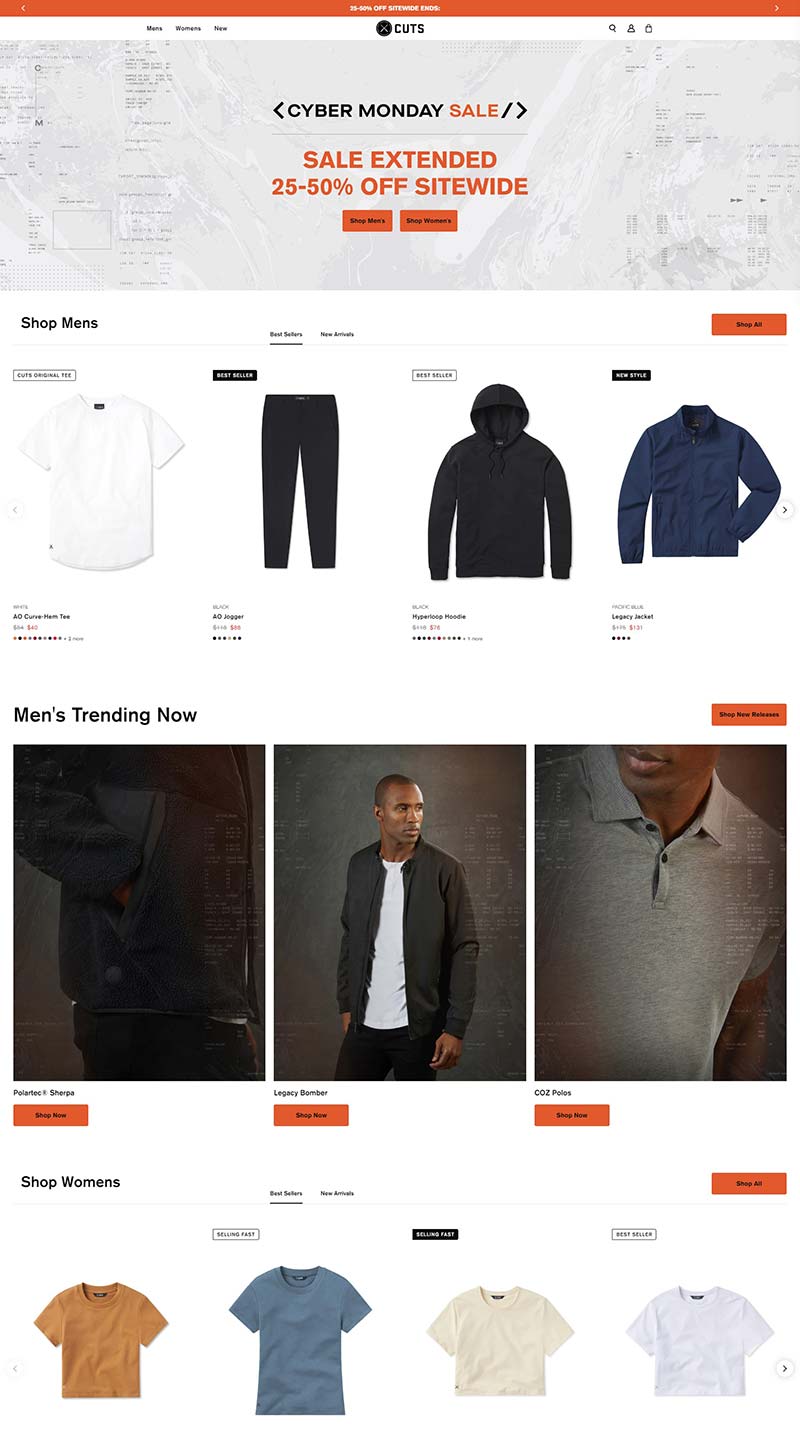 Cuts Clothing 美国时尚休闲工作服购物网站