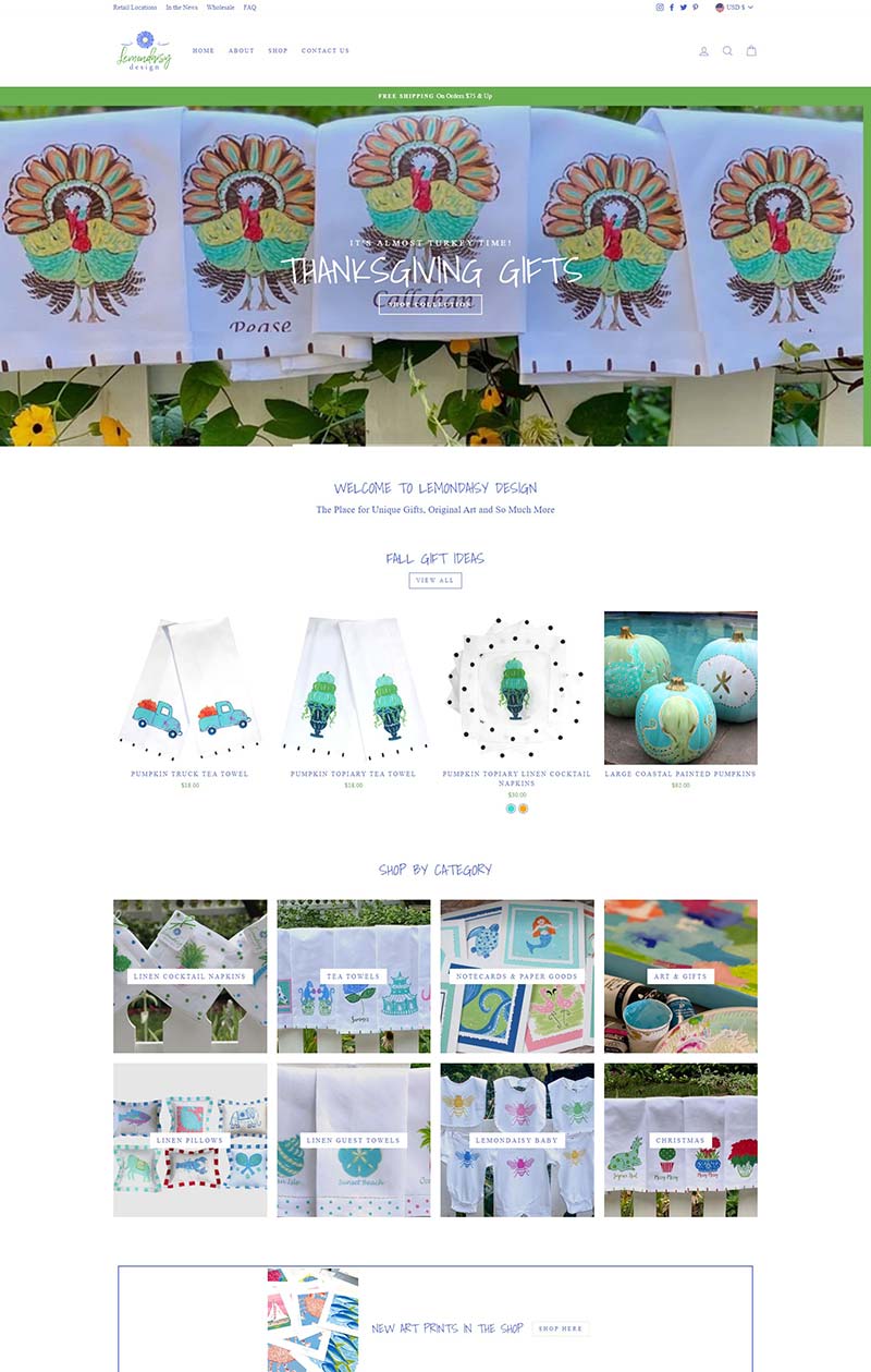 Lemondaisy Design 美国手绘艺术品装饰购物网站