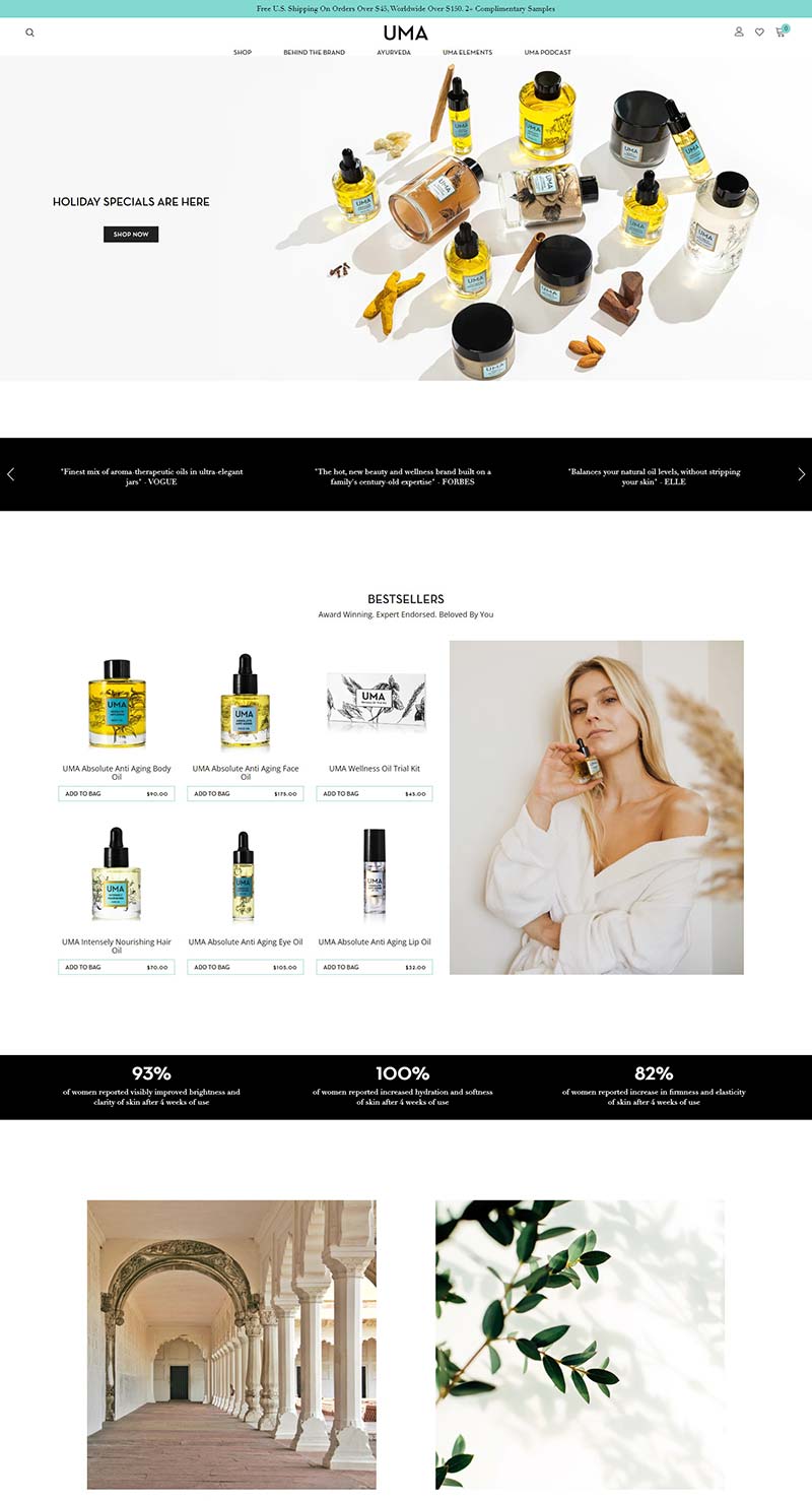 UMA Oils 美国奢华护肤精油购物网站