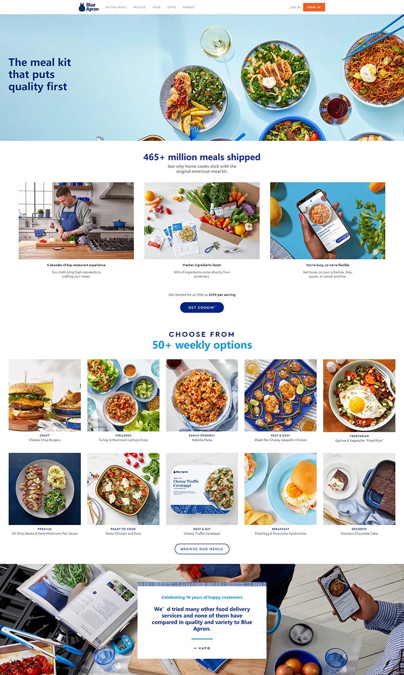Blue Apron 美国新鲜餐盒食材订阅网站