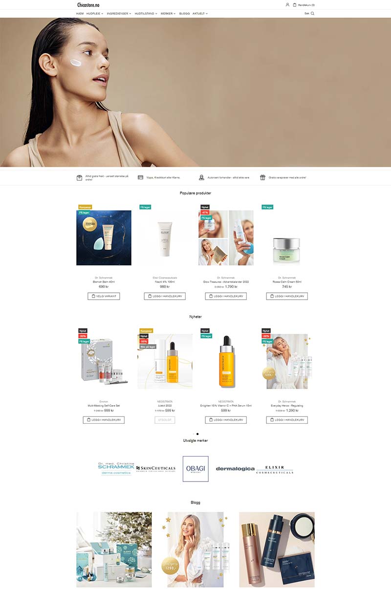 Chicastore.no 挪威专业护肤品牌购物网站