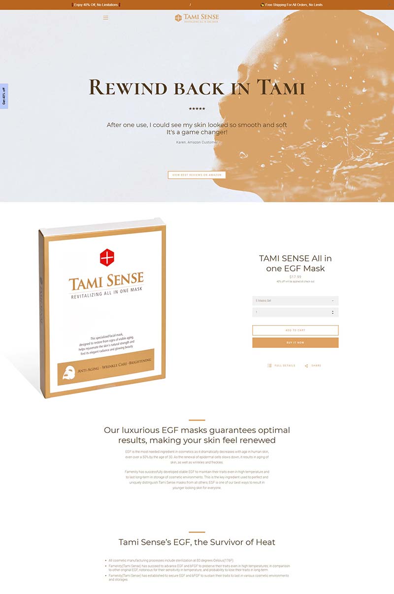 Tami Sense 美国天然护肤精华购物网站