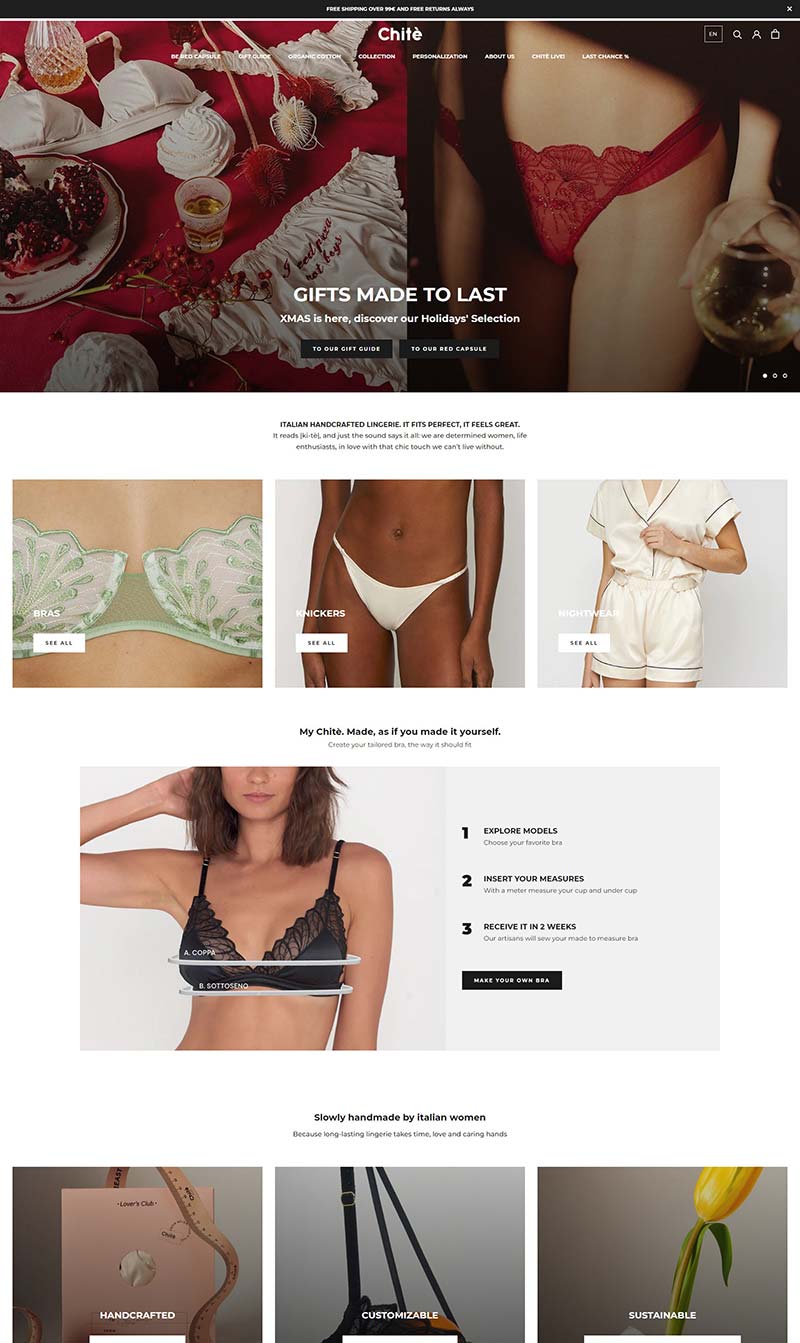 Chitè Lingerie 意大利女性内衣品牌购物网站