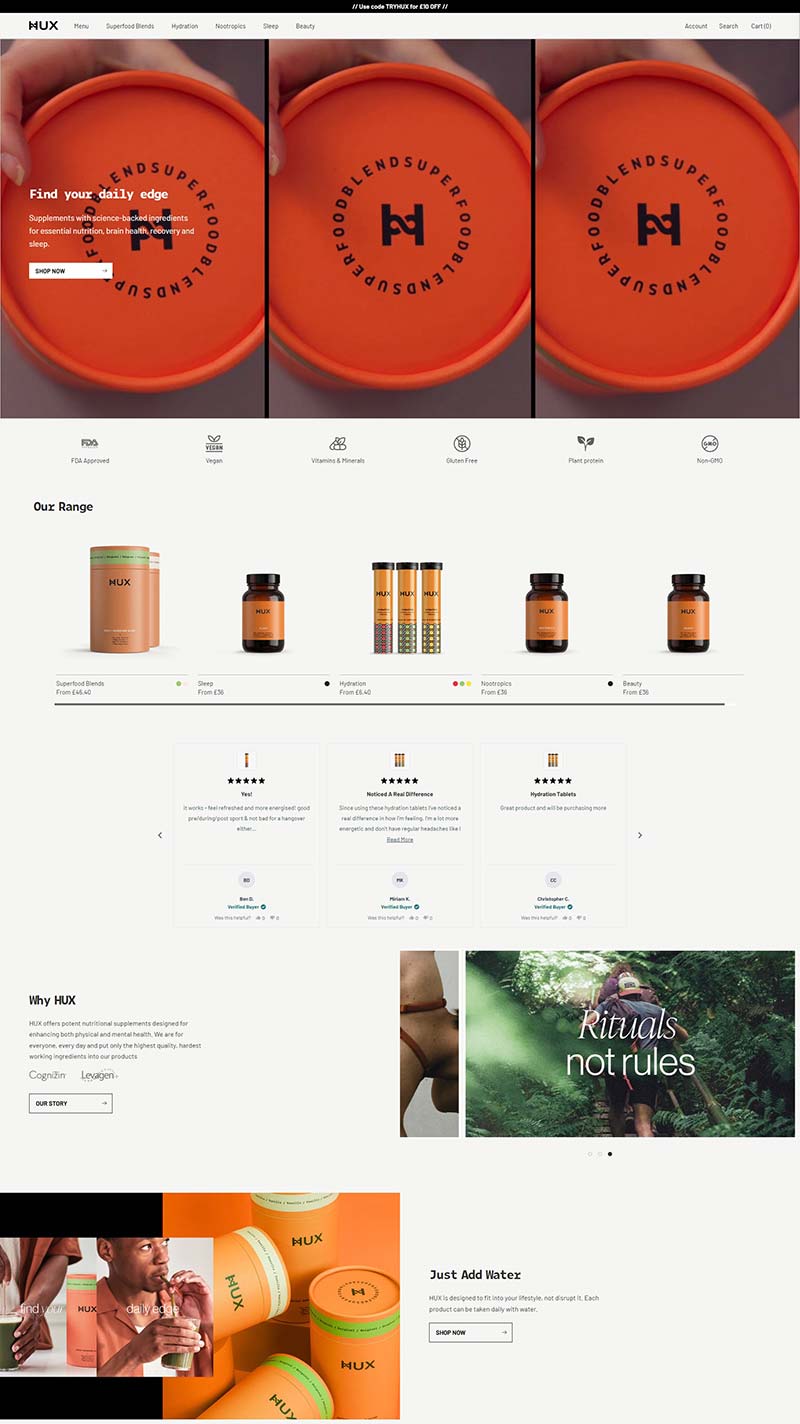 HUX Health 英国营养健康补充剂购物网站