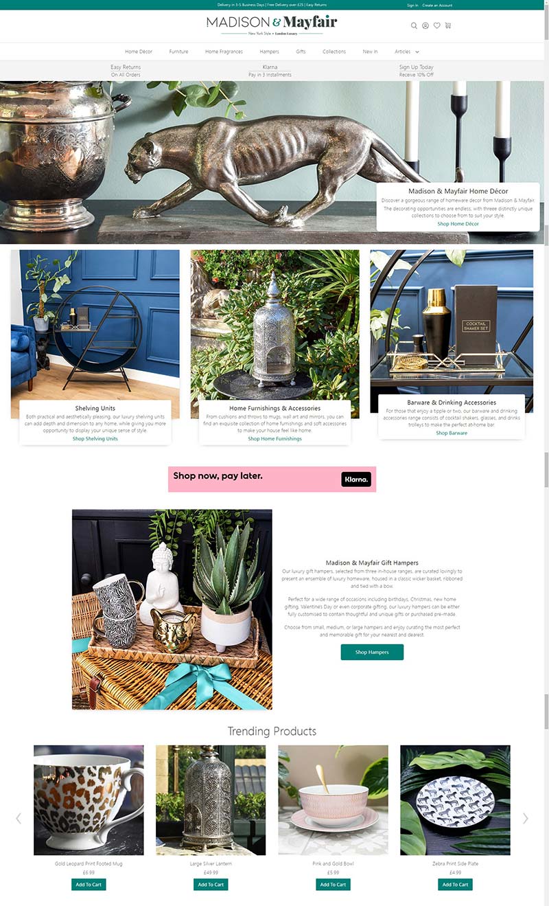 Madison & Mayfair 英国设计师家居饰品购物网站