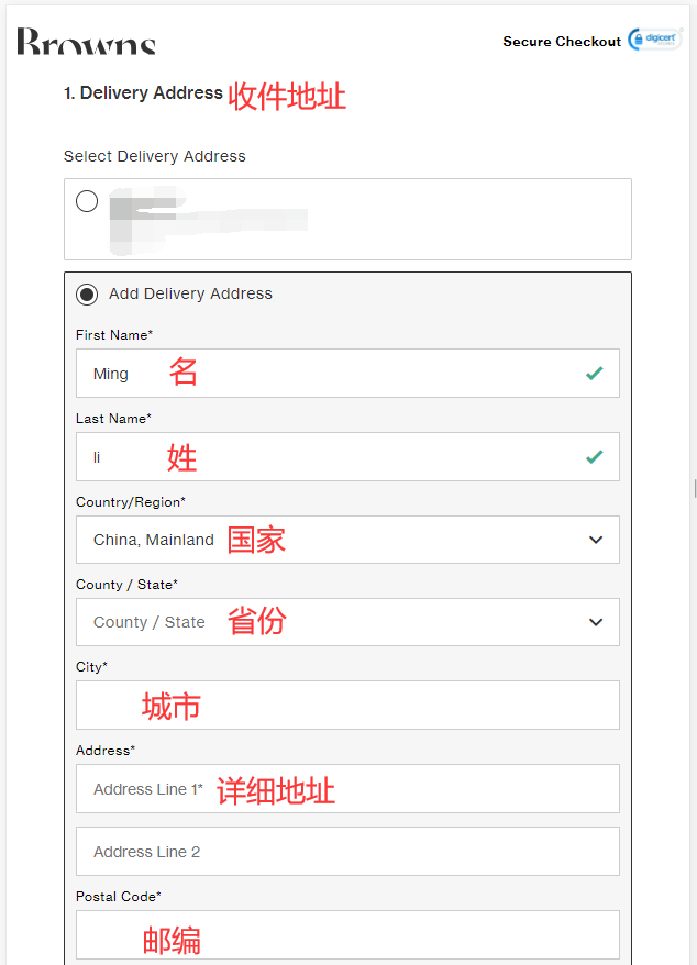 BrownsFashion official website shipping address