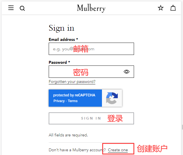 Mulberry UK official website login and registration