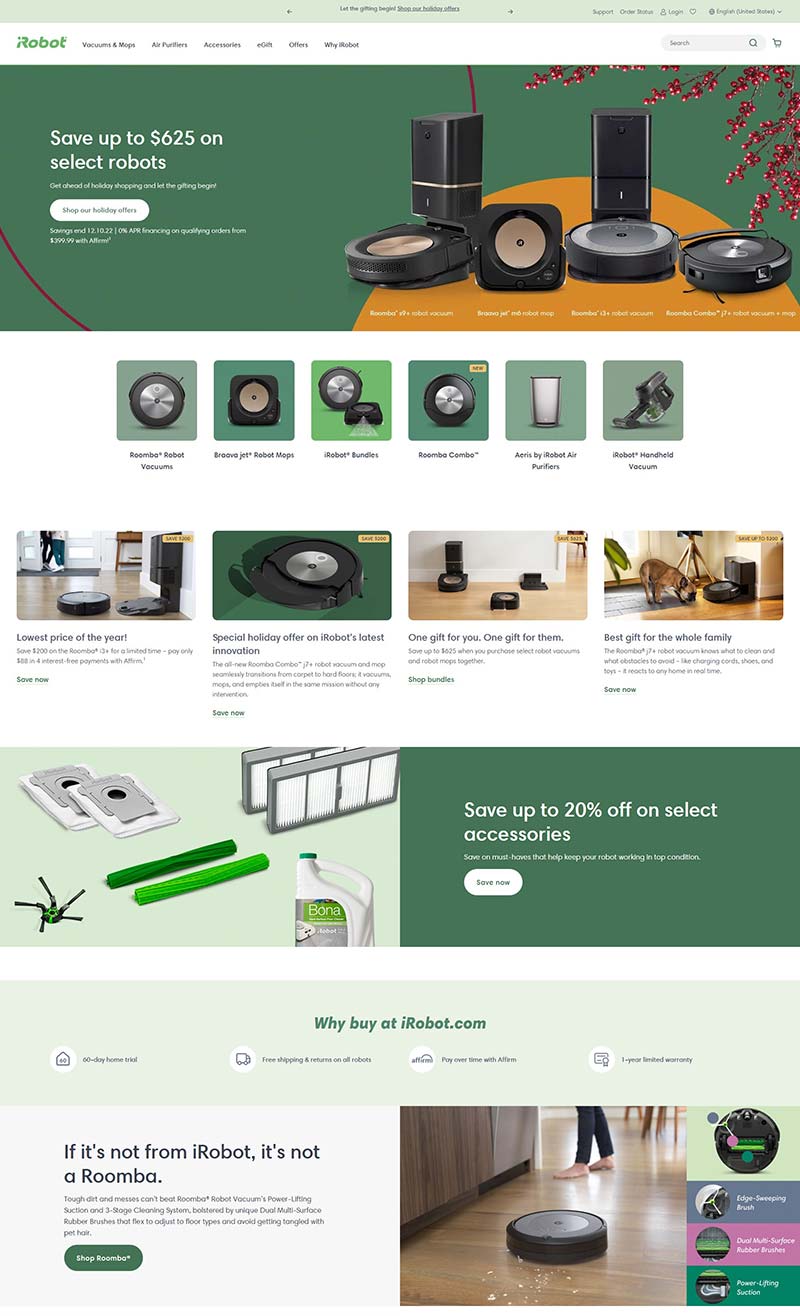 iRobot 美国扫地机器人品牌购物网站