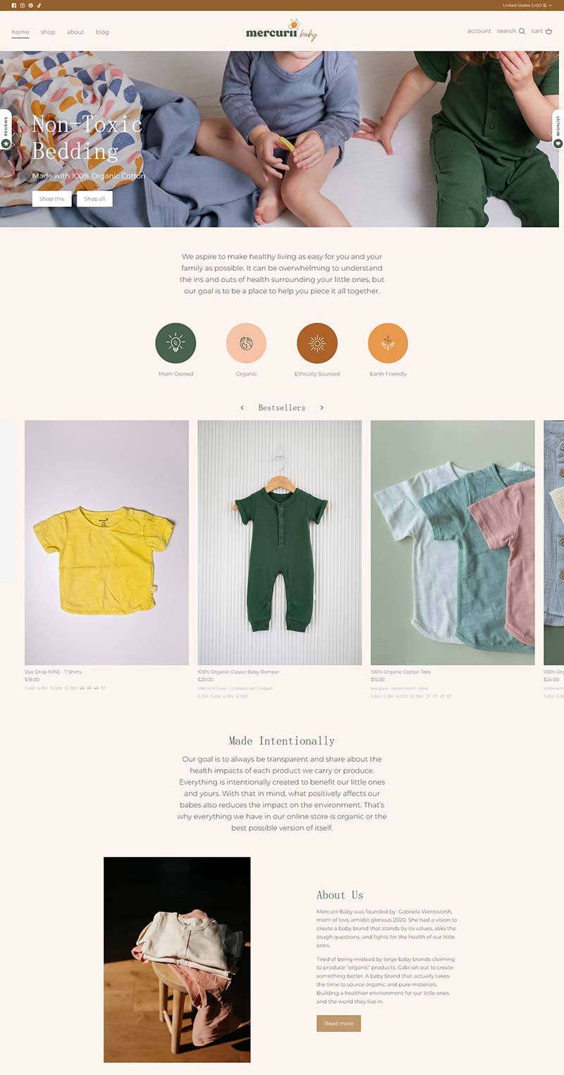 Mercurii Baby 美国有机婴儿服饰品牌购物网站