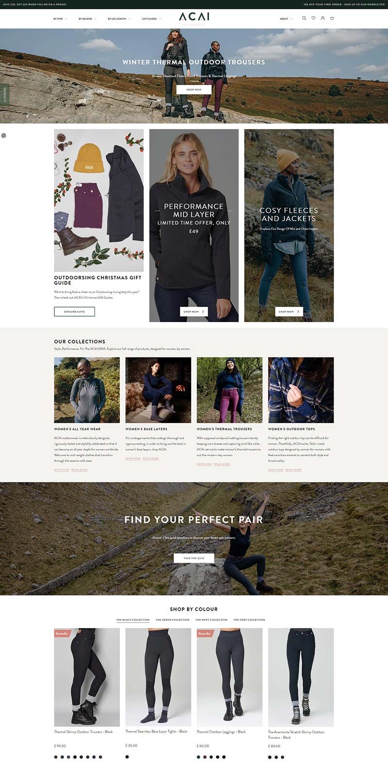 ACAI Outdoorwear 英国女性户外服饰购物网站
