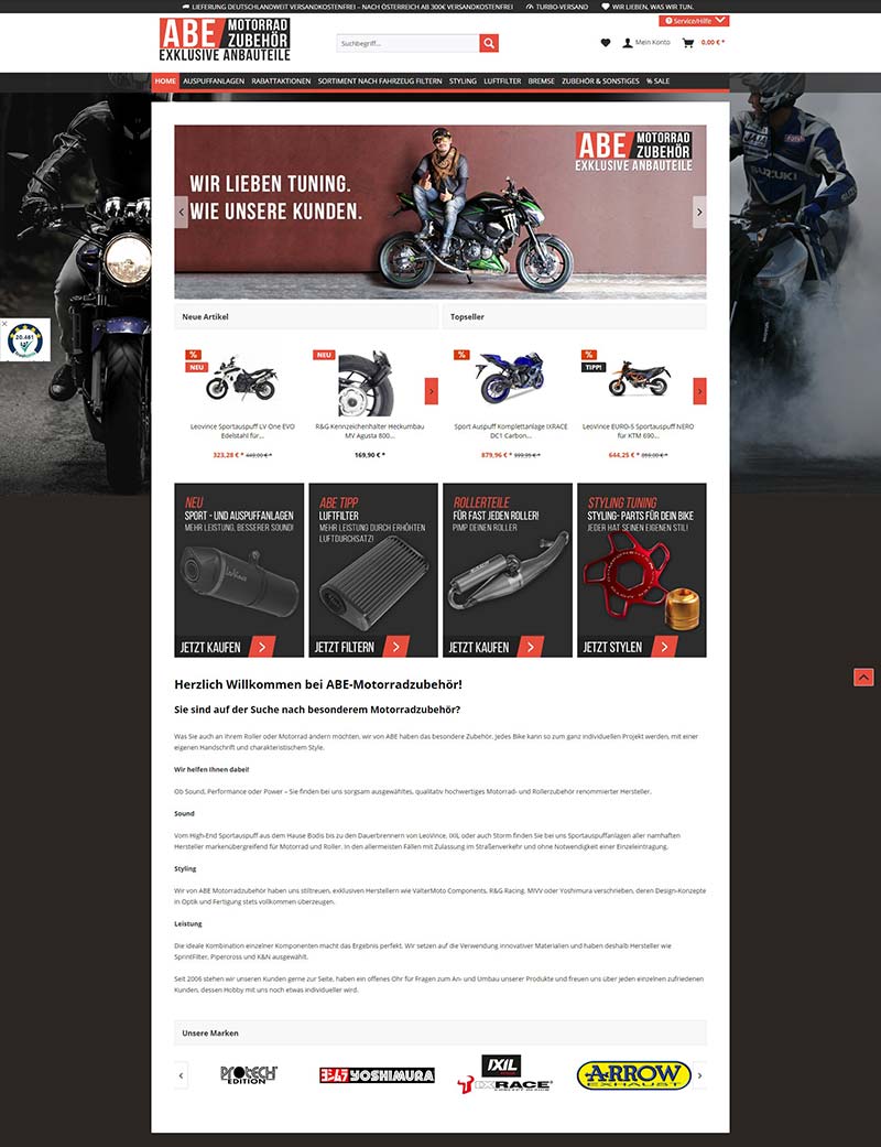 ABE-Motorradzubehör 德国品牌摩托车配件购物网站