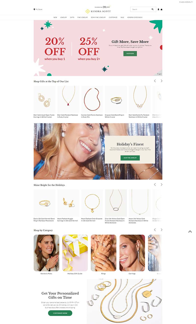 Kendra Scott 美国天然手工珠宝饰品购物网站