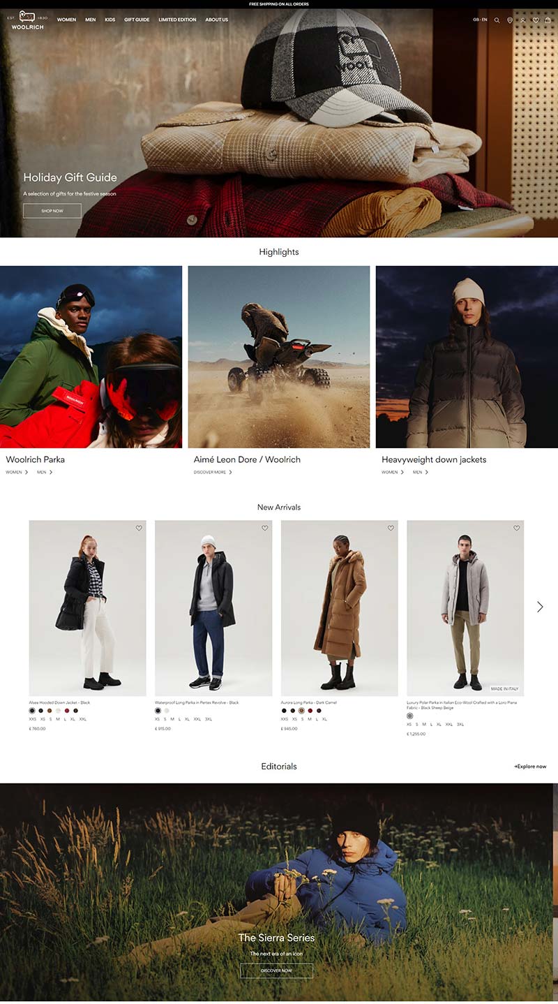 Woolrich 美国户外休闲服饰品牌购物网站