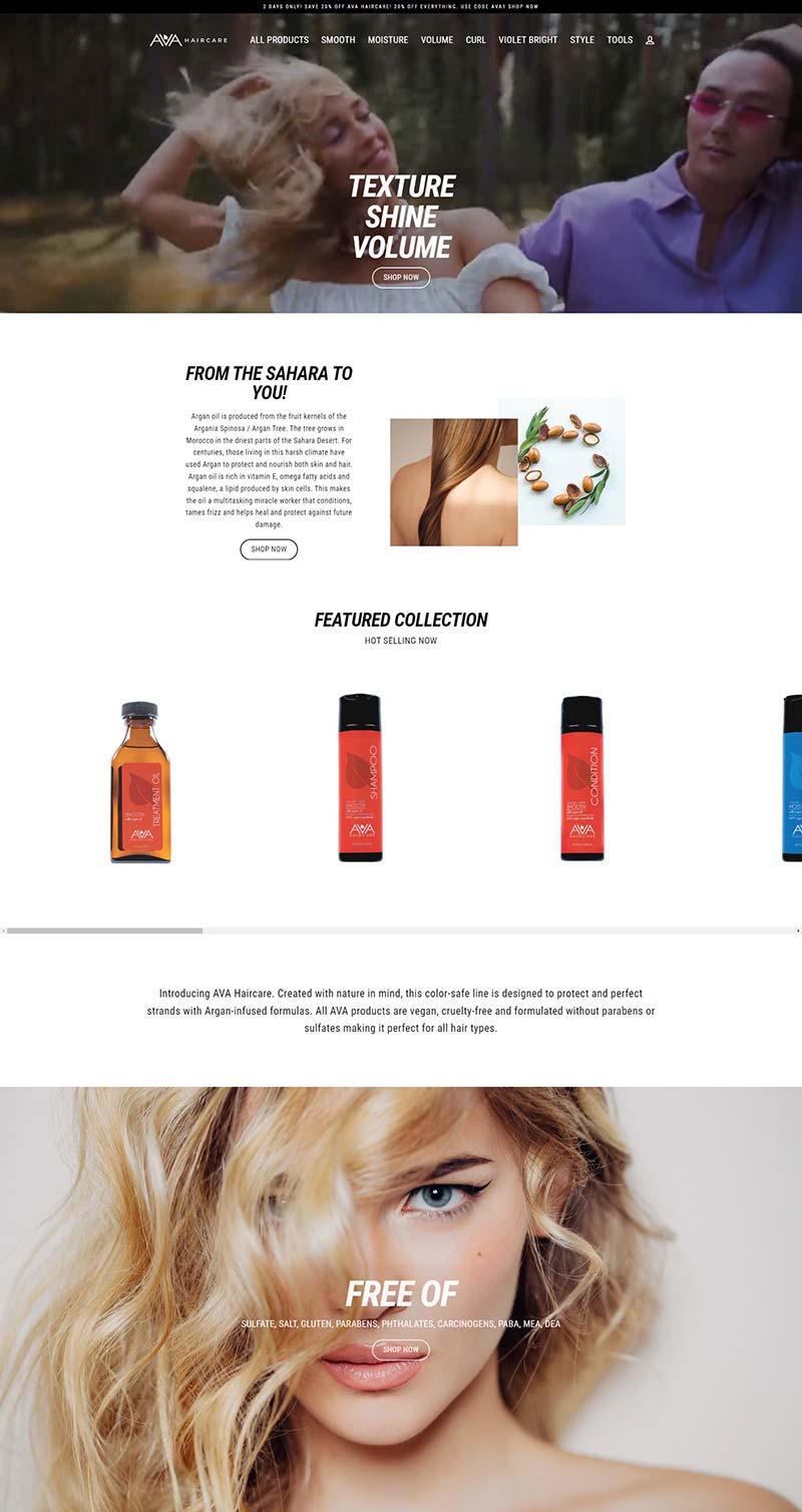 AVA Haircare 美国天然精油护发产品购物网站