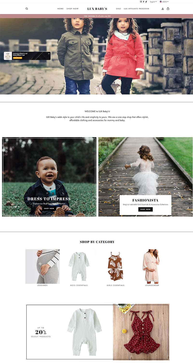 LUX Baby's 美国孕妇母婴服饰购物网站