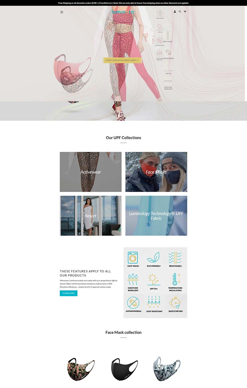 Luminora 美国防晒服品牌购物网站