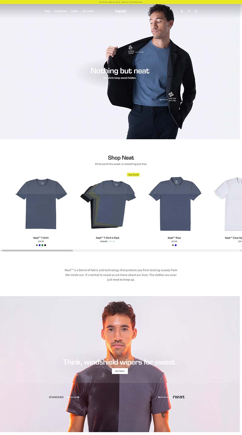 Neat Apparel 美国男士防汗衬衫购物网站