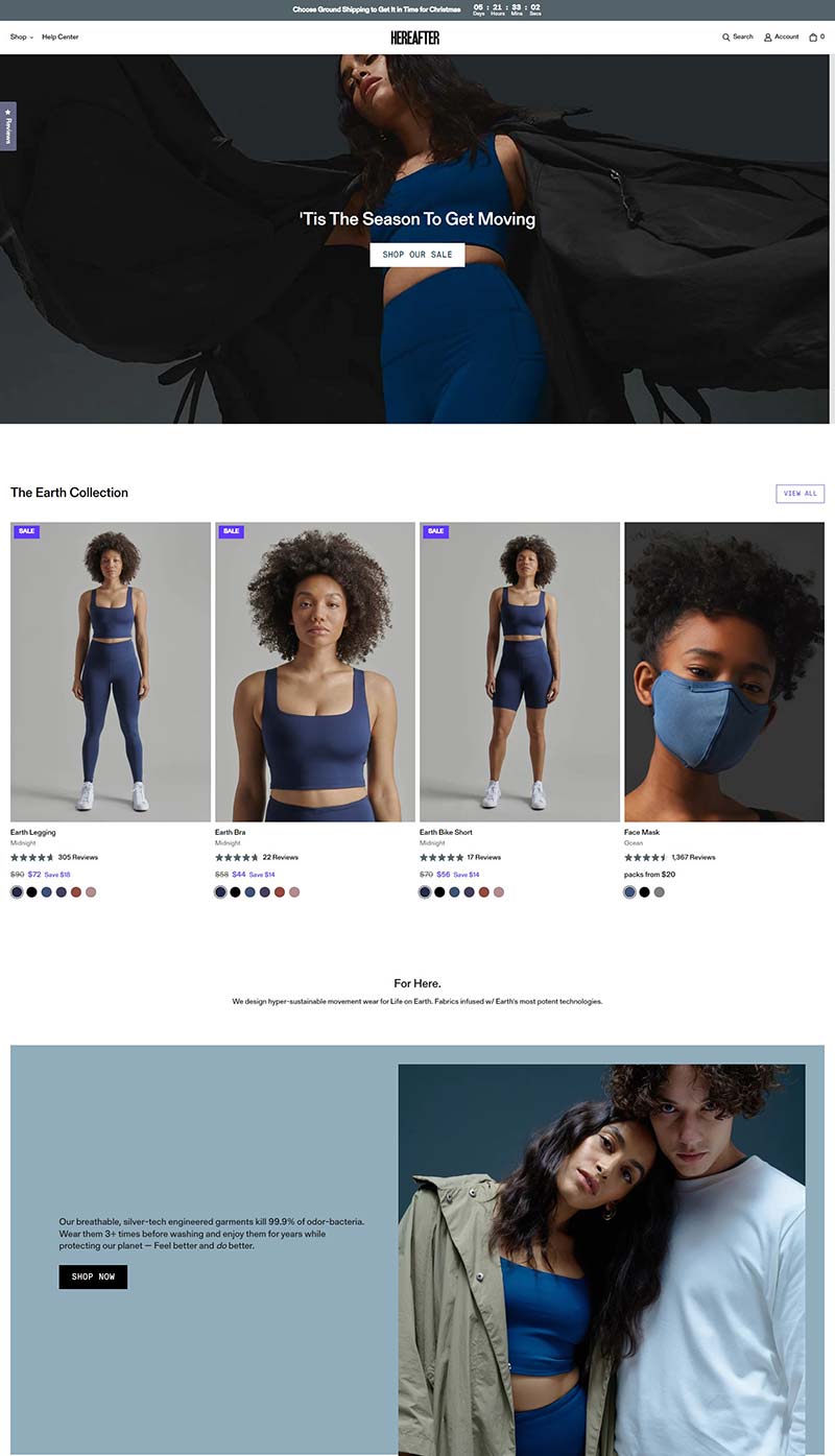 Hereafter 美国可持续运动服品牌购物网站