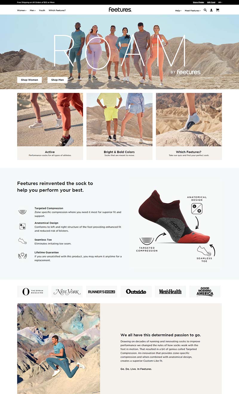 Feetures 美国专业运动袜品牌购物网站