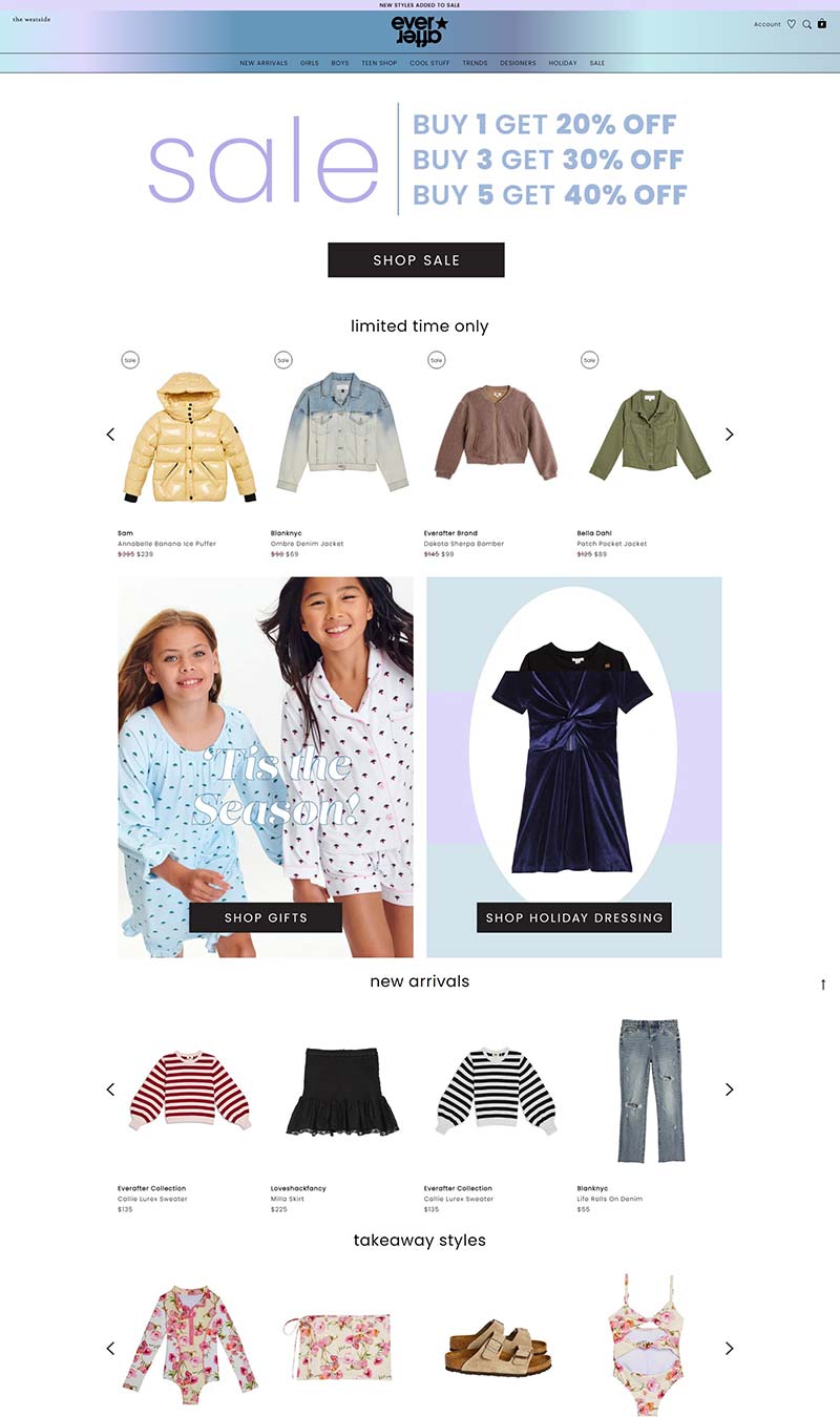 Everafter Shop 美国儿童青少年服饰购物网站